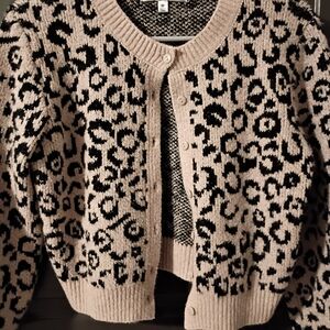 Madden Girl Black and Cream Knit Cardigan